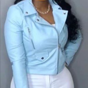 Baby blue racer jacket